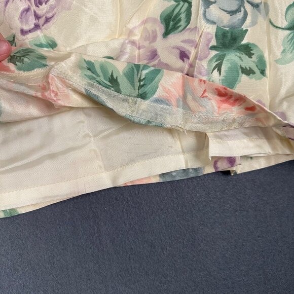 Vintage Talbots Womens 8 Pure Silk Ivory Pastel Floral Skirt Suit Set - Picture 7 of 12